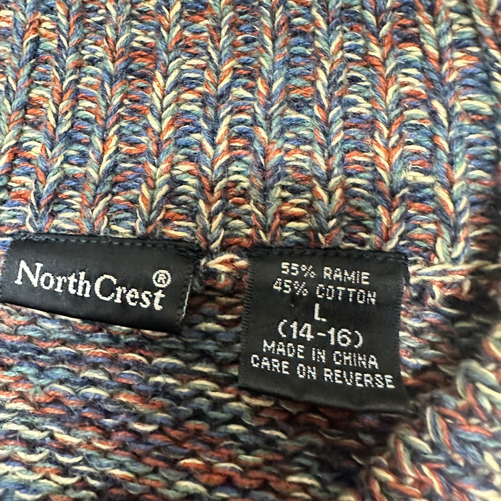 North Crest Women's Multi Color Cable Knit Zip Up Cardigan Sweater Size L - Picture 3 of 7